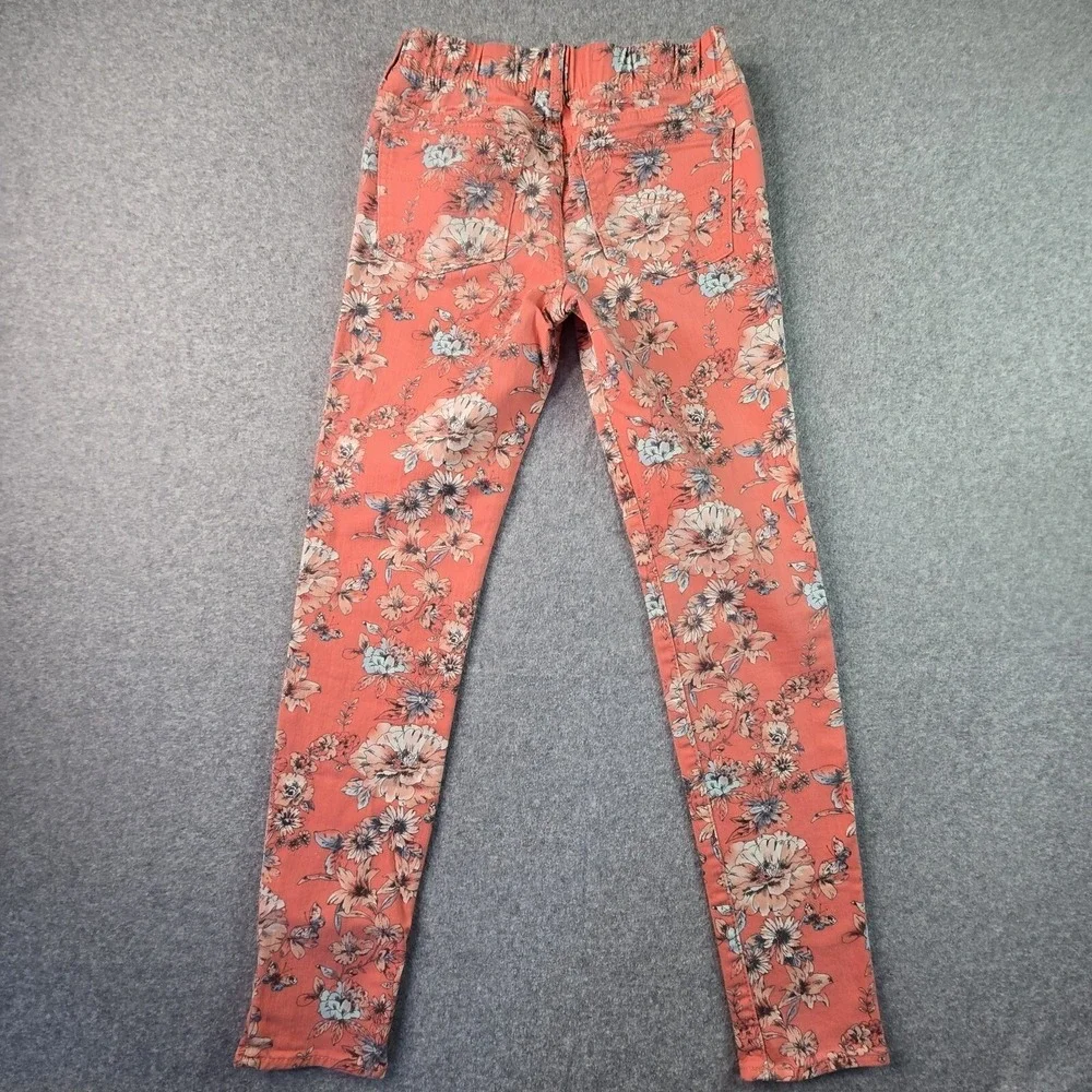 GapKids 2 Piece Outfit Girls XL 12 Coral Pink Floral Applique Top & Skinny Jeans